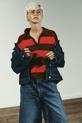 Gestreiftes Strickpolohemd