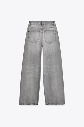 Jeans mit weitem Bein und überkreuztem Bund