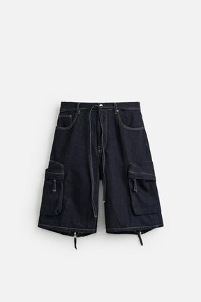 WIDE-LEG DENIM CARGO BERMUDA SHORTS - Image 7