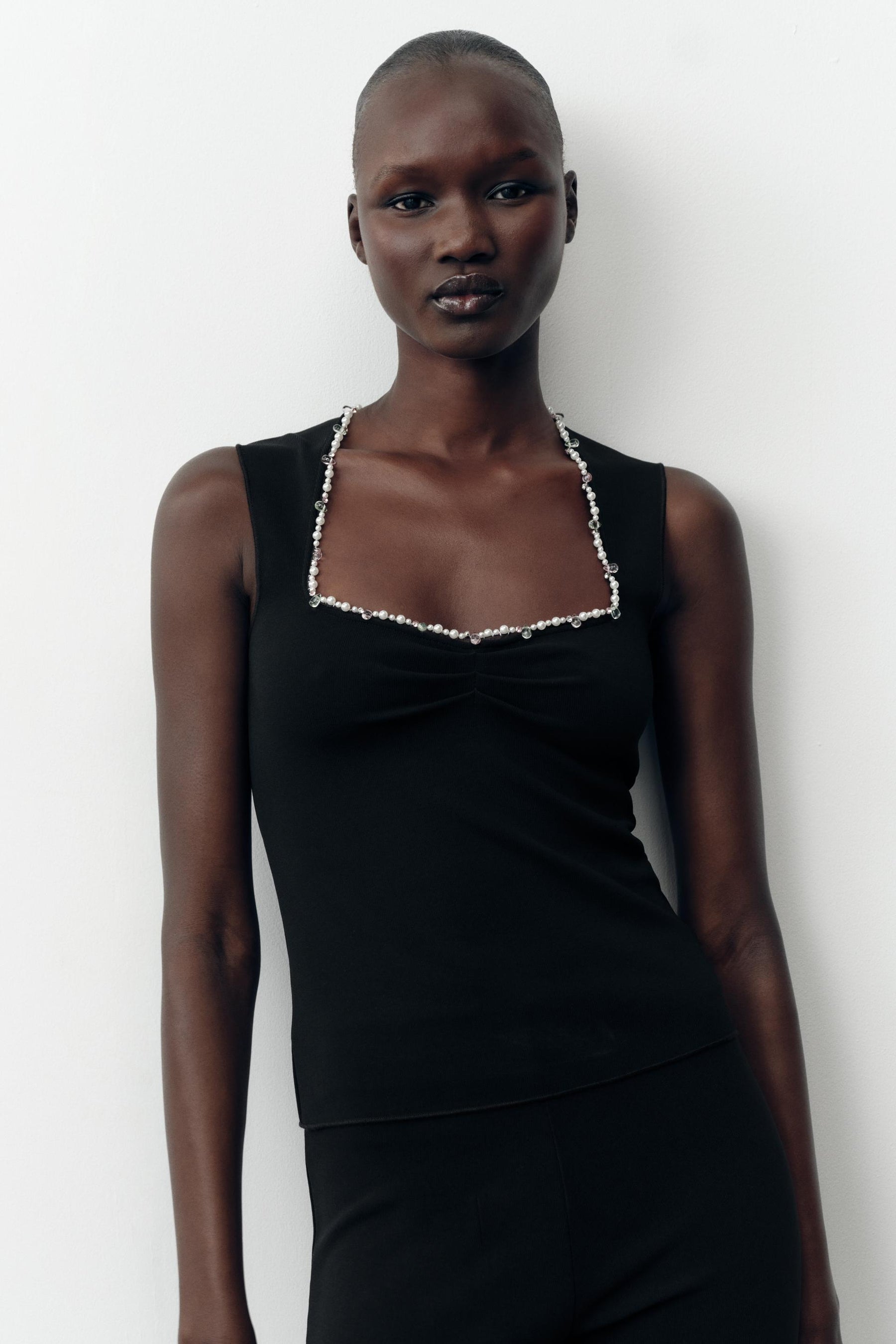 Stretch-Top mit Metallic-Faden