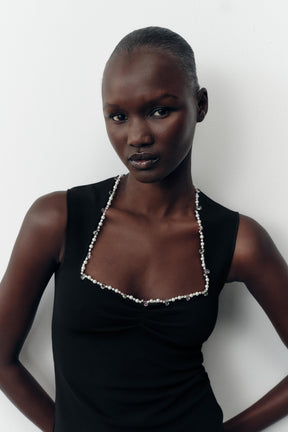 Stretch-Top mit Metallic-Faden