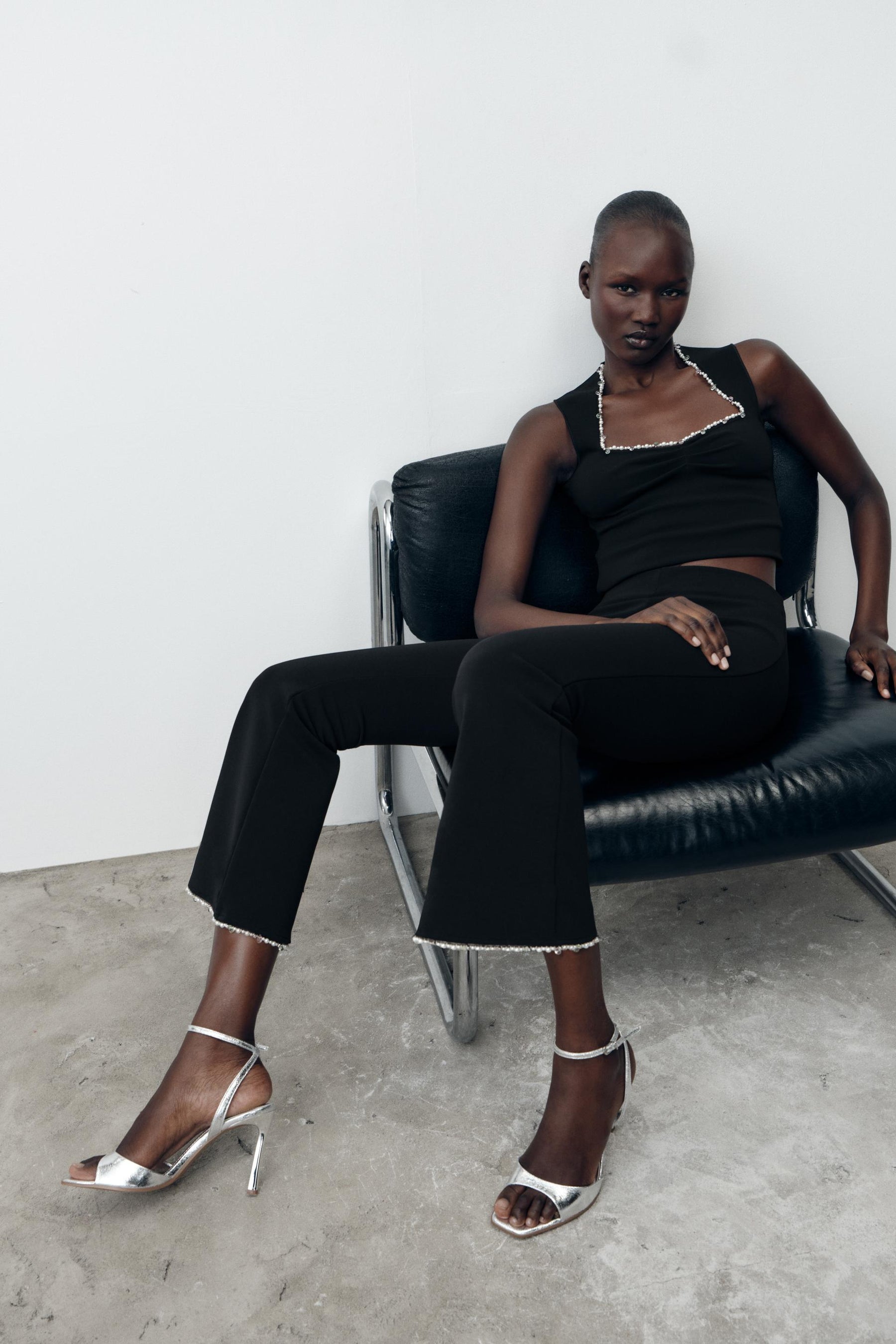 Stretch-Top mit Metallic-Faden