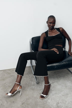 Stretch-Top mit Metallic-Faden