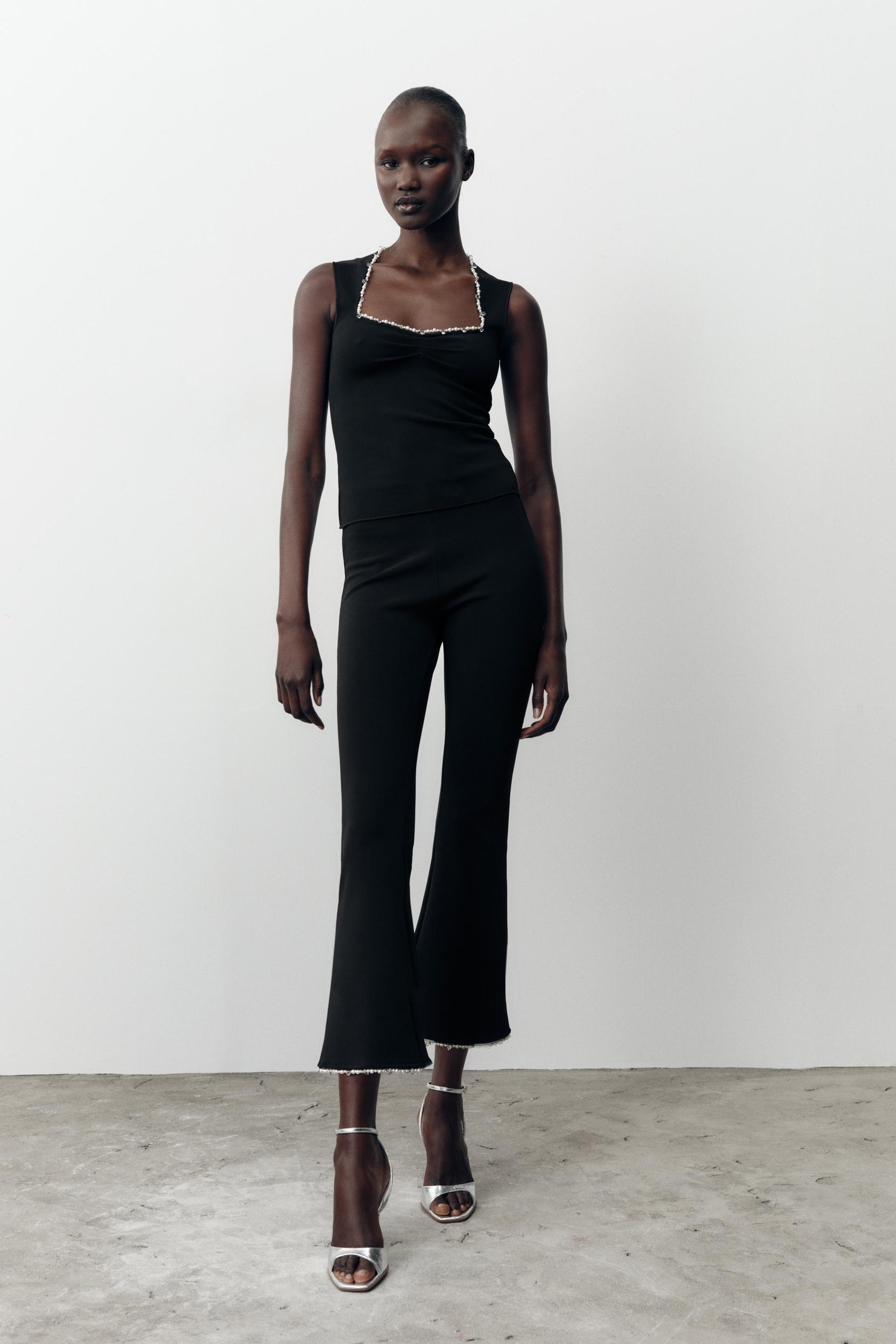 Stretch-Top mit Metallic-Faden