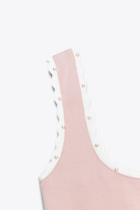 Stretch-Top mit Kunstperlen