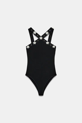 STRETCH-BODY MIT BLUMENMUSTER