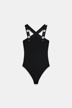 STRETCH-BODY MIT BLUMENMUSTER