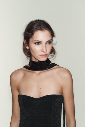 Glitzerndes Stretch-Bandeau-Top