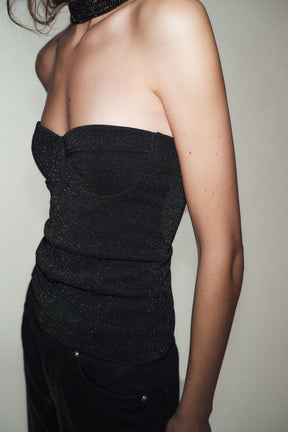 Glitzerndes Stretch-Bandeau-Top