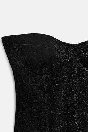 Glitzerndes Stretch-Bandeau-Top
