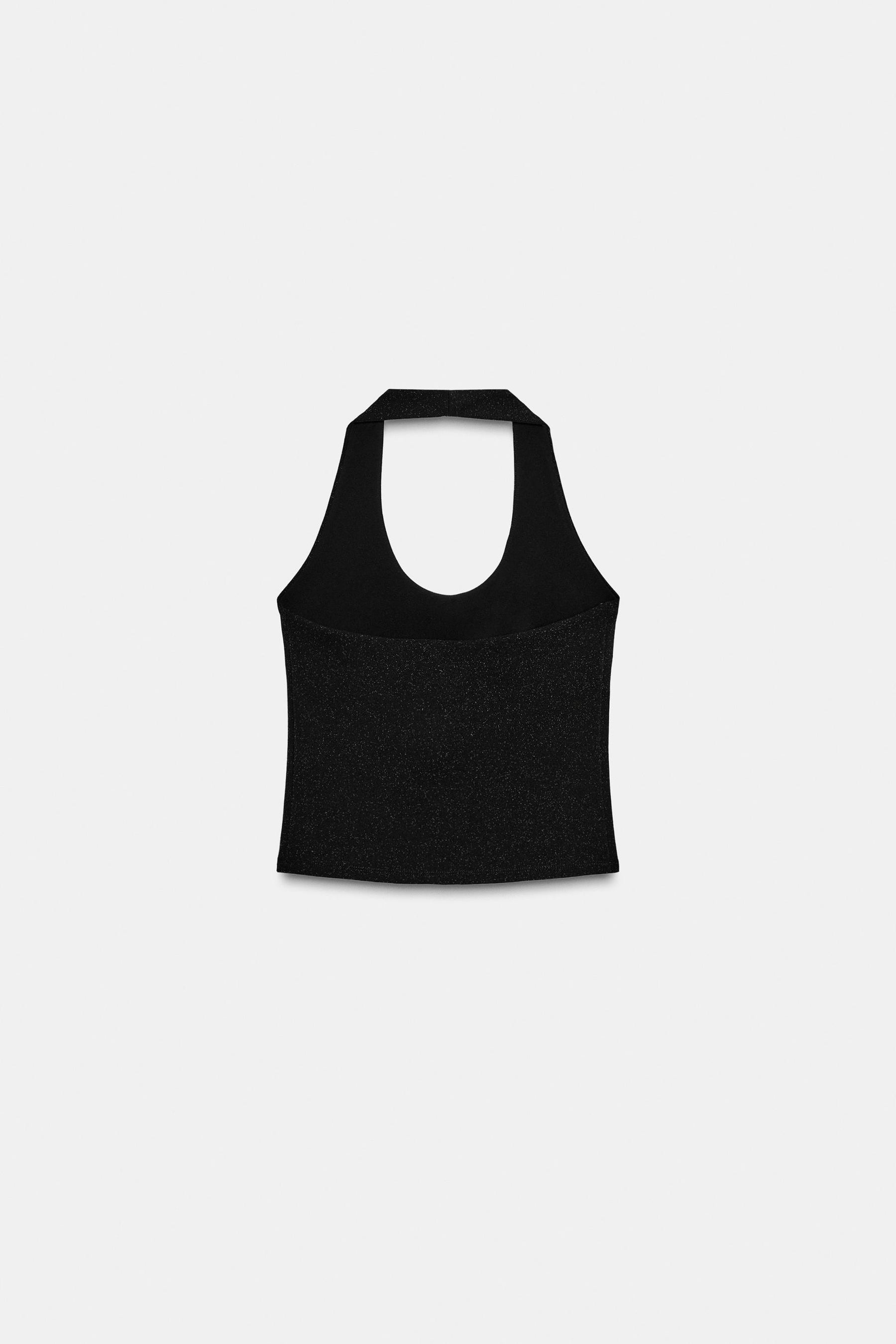 Glänzendes, dehnbares Neckholder-Top.