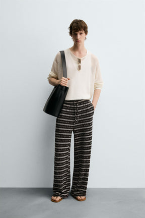 JACQUARD CUTWORK TROUSERS - Image 1