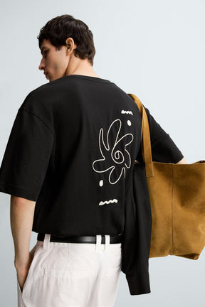 CONTRAST EMBROIDERY T-SHIRT - Image 5