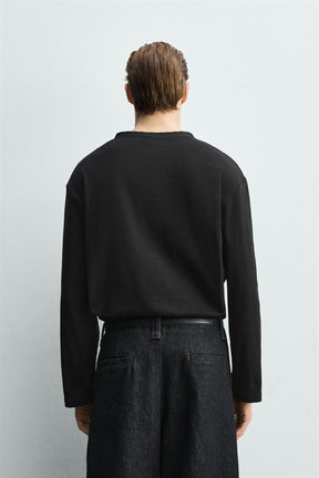 RIBBED HENLEY T-SHIRT - Image 3