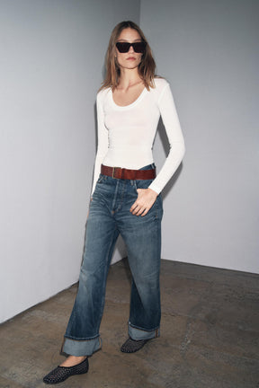 Langarmhemd aus Crêpe