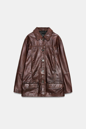 100% WASHED EFFECT leather JACKET - Image 6