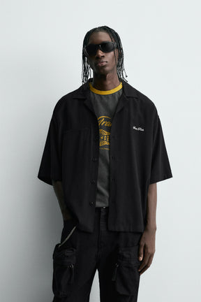 EMBROIDERED TEXT FLOWING SHIRT - Image 2