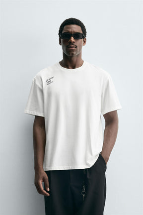 EMBROIDERED SLOGAN T-SHIRT - Image 2