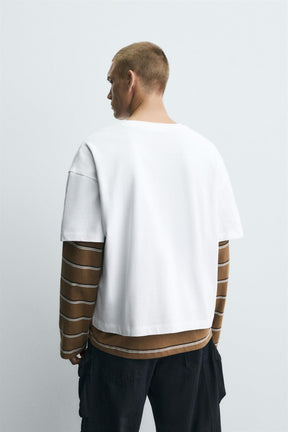 T-SHIRT WITH CONTRAST PRINTS - Image 3