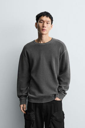 WASHED WAFFLE-KNIT T-SHIRT - Image 2