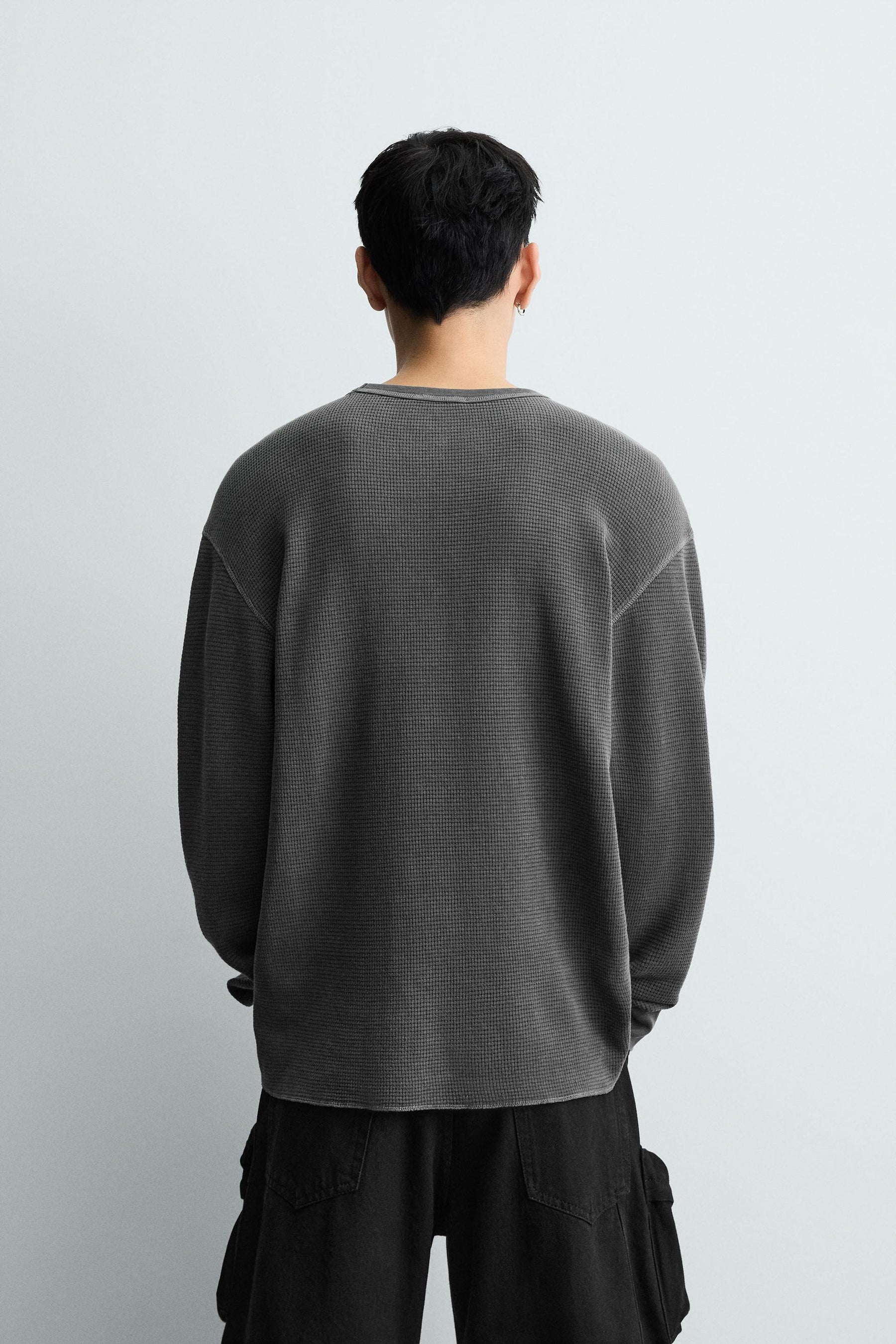 WASHED WAFFLE-KNIT T-SHIRT - Image 3