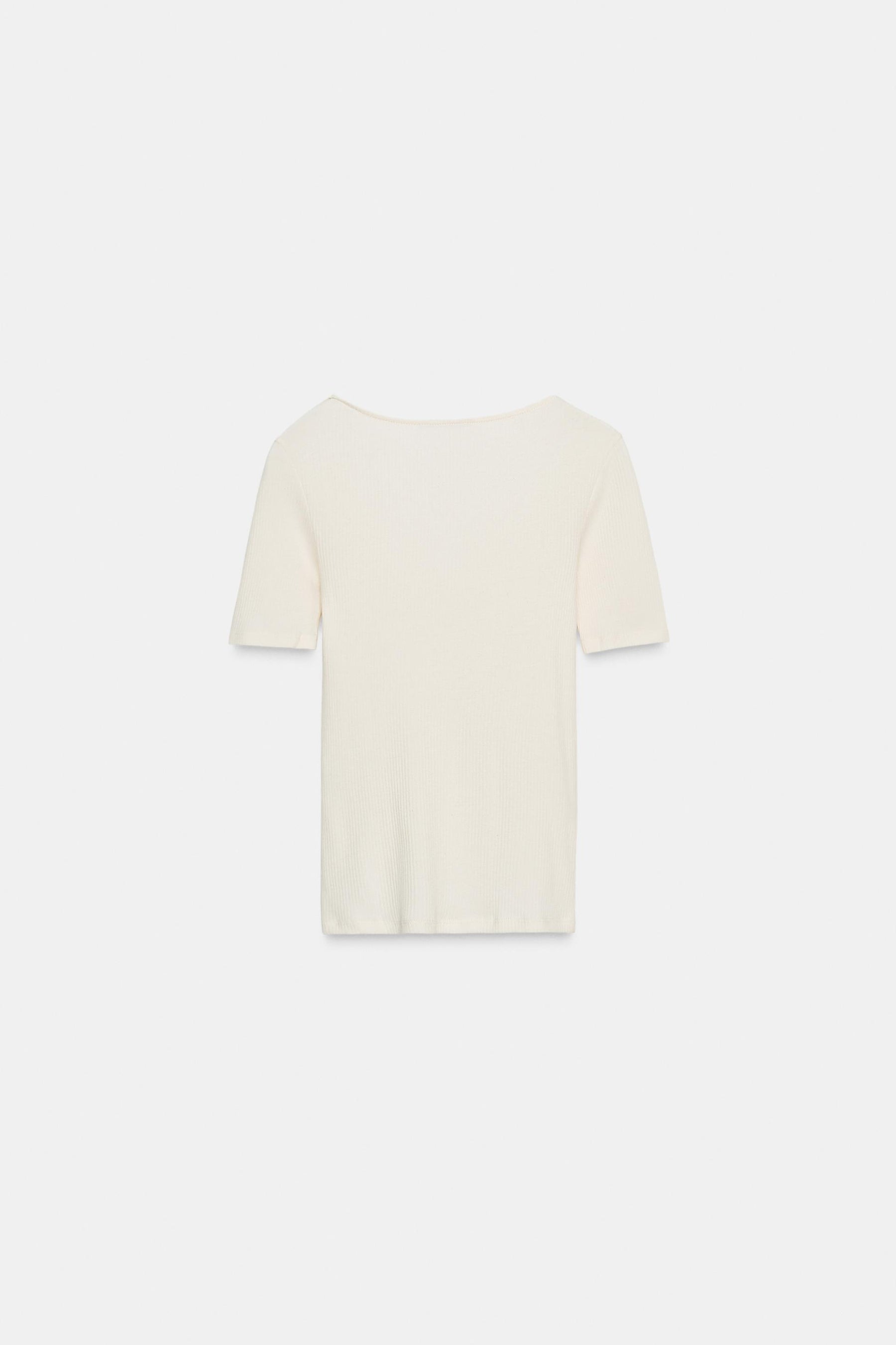 Geripptes Spitzen-T-Shirt