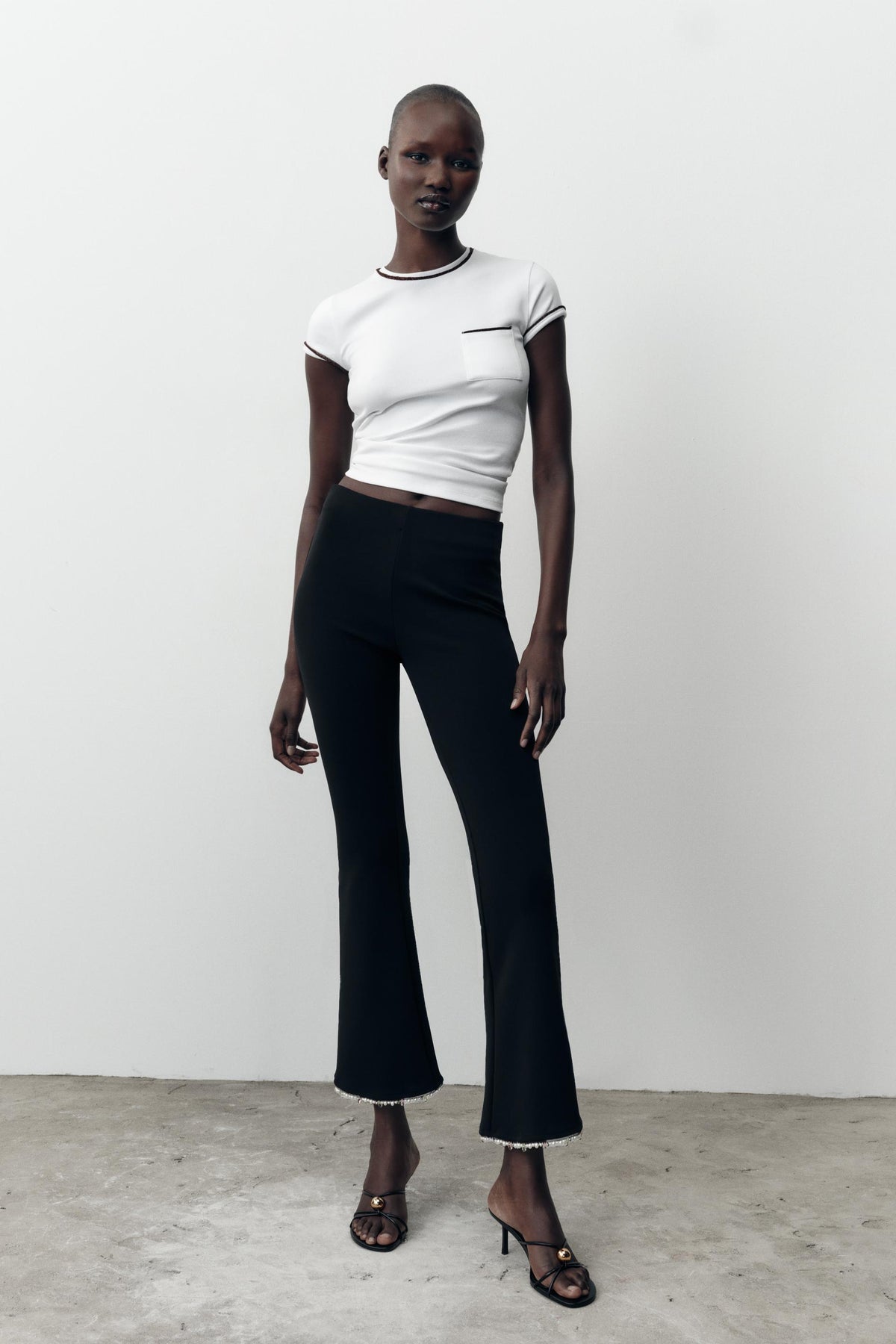 T-Shirt mit Metallic-Fadenbesatz