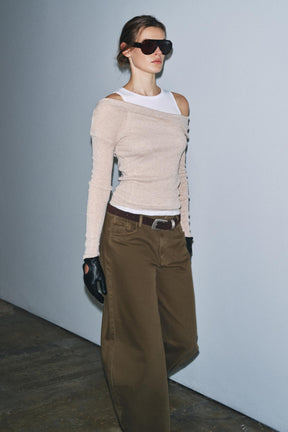 asymmetrisches T-Shirt mit Lagenlook