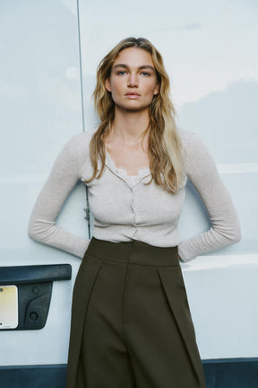 Kombinationsjacke mit Spitzenbesatz