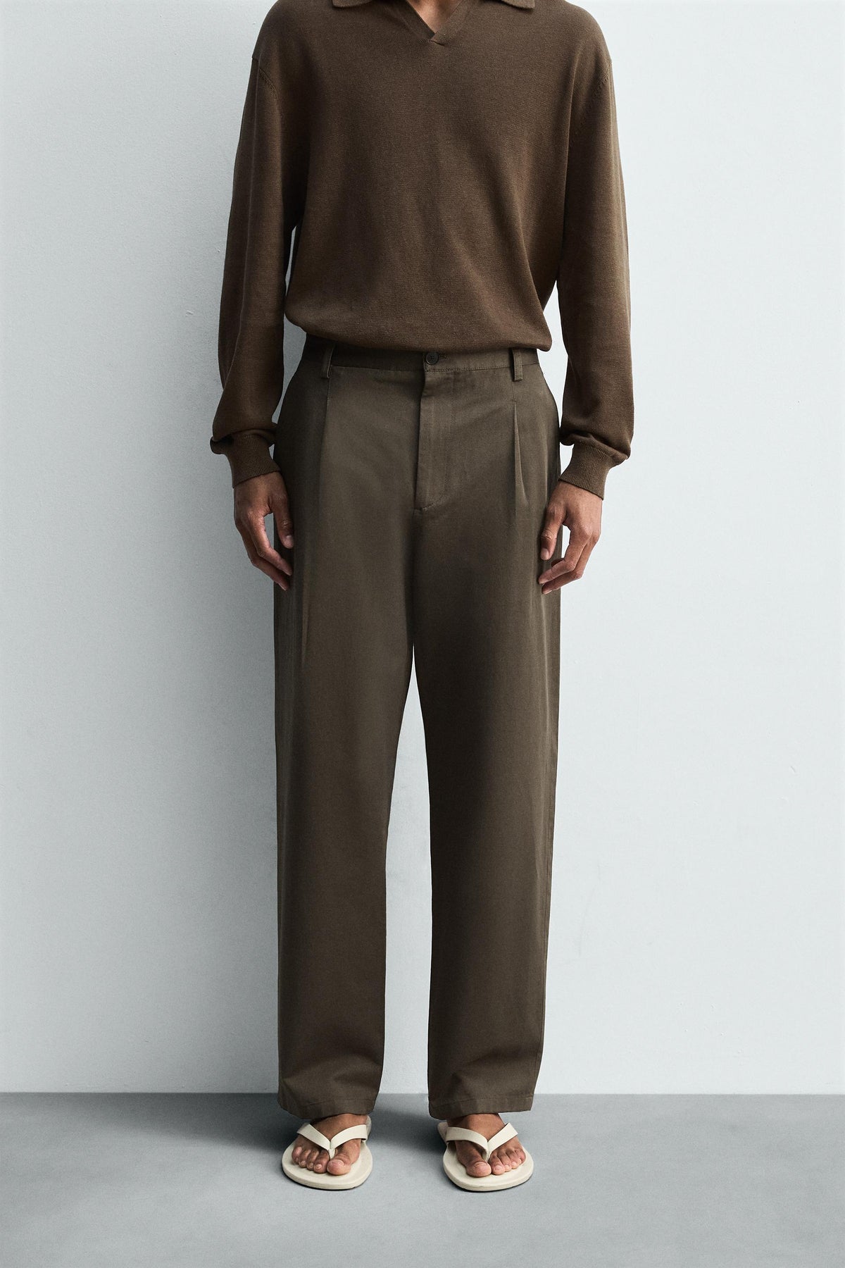 COTTON/LINEN PLEATED TROUSERS - Image 2