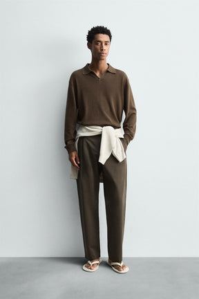 COTTON/LINEN PLEATED TROUSERS - Image 1