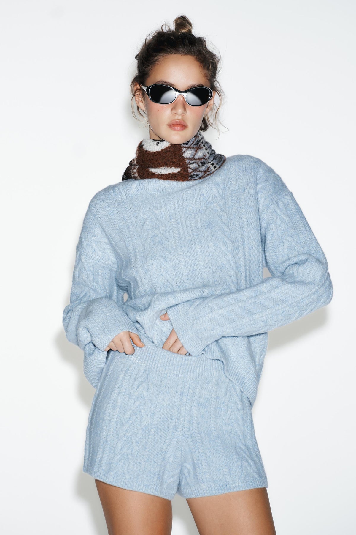 Woll-Zopfstrickshorts