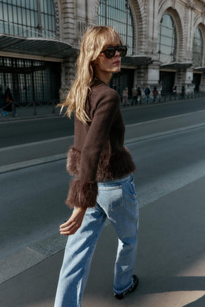 Strickjacke aus Kunstpelz