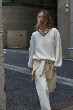 Wollpullover mit Puffärmeln