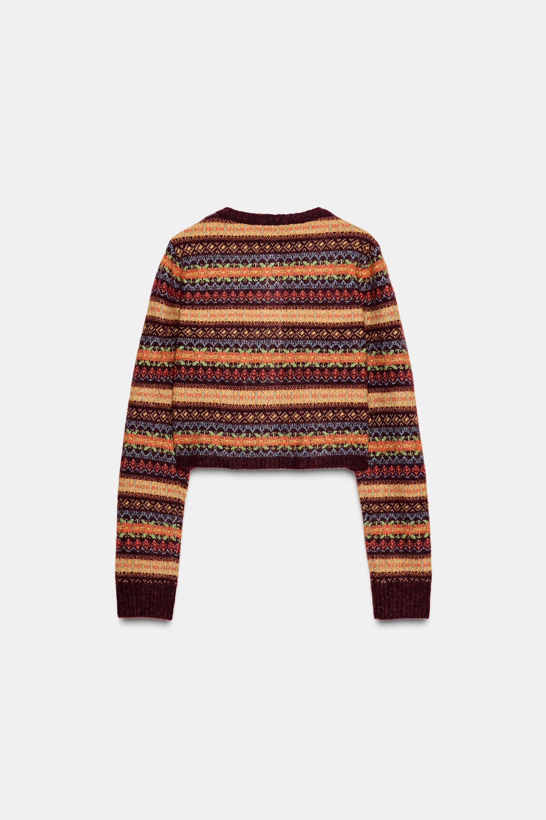 Kurzer Jacquard-Strickcardigan