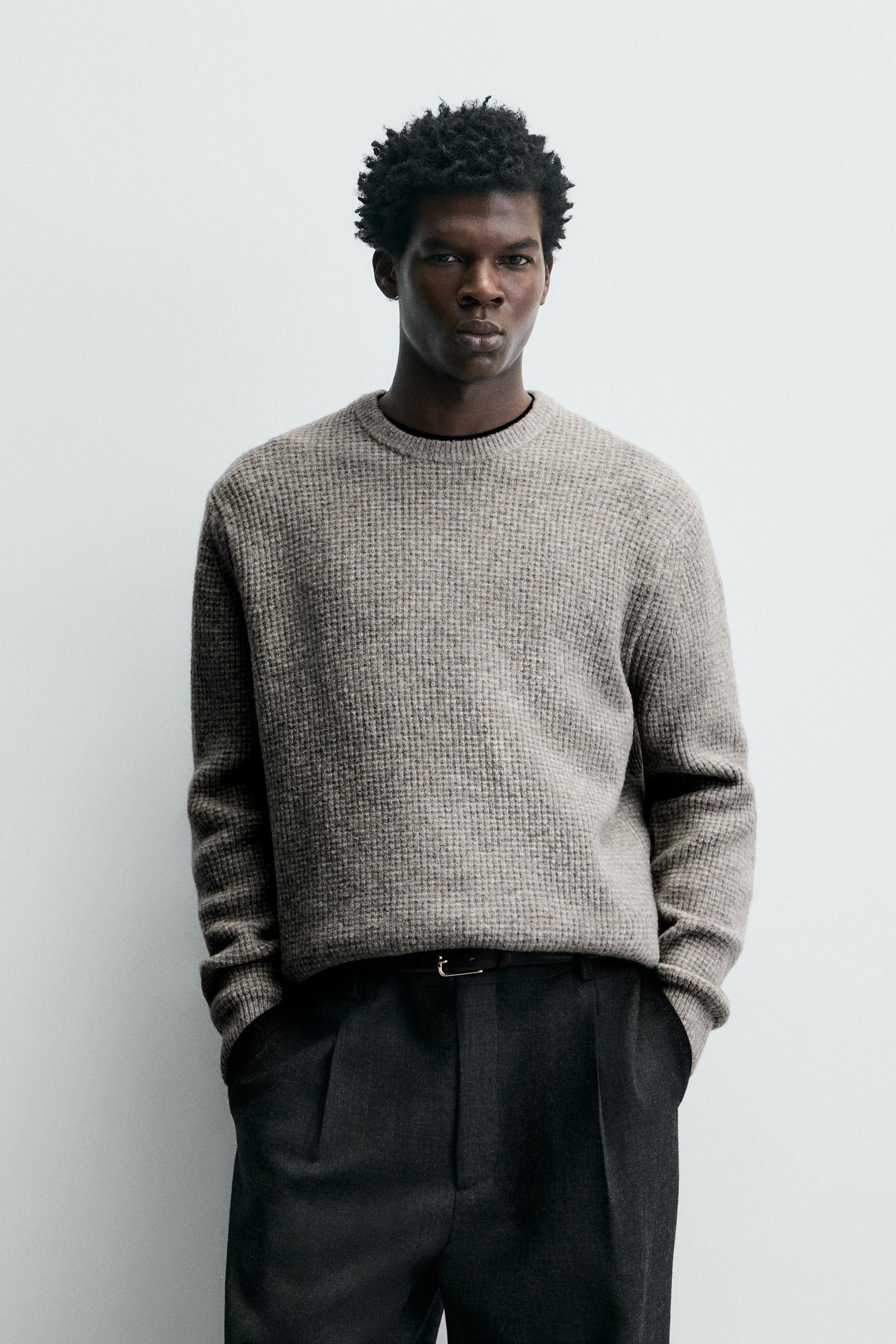 REGULAR FIT WAFFLE-KNIT JUMPER - Image 2