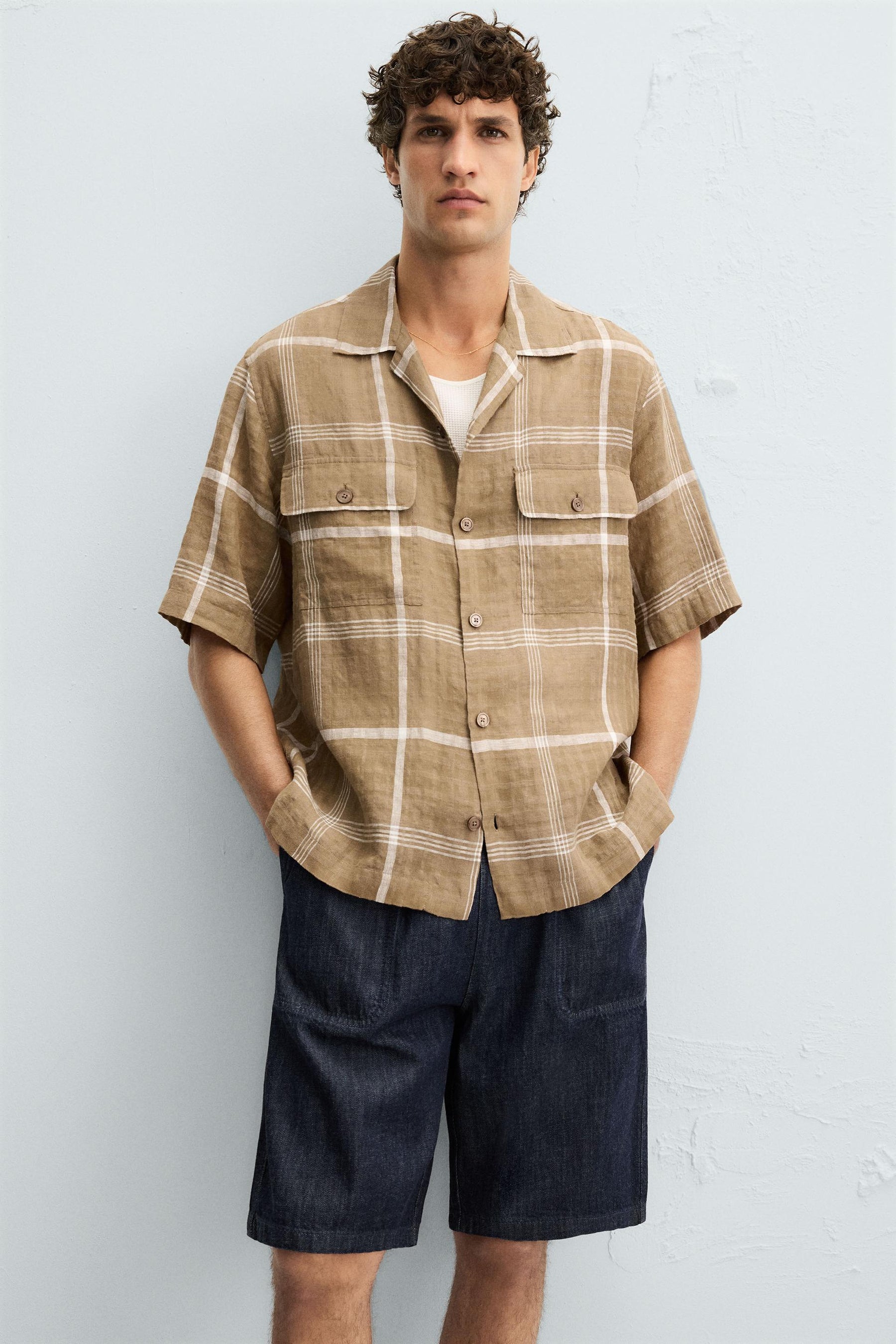 CHECKED LINEN/COTTON SHIRT - Image 6