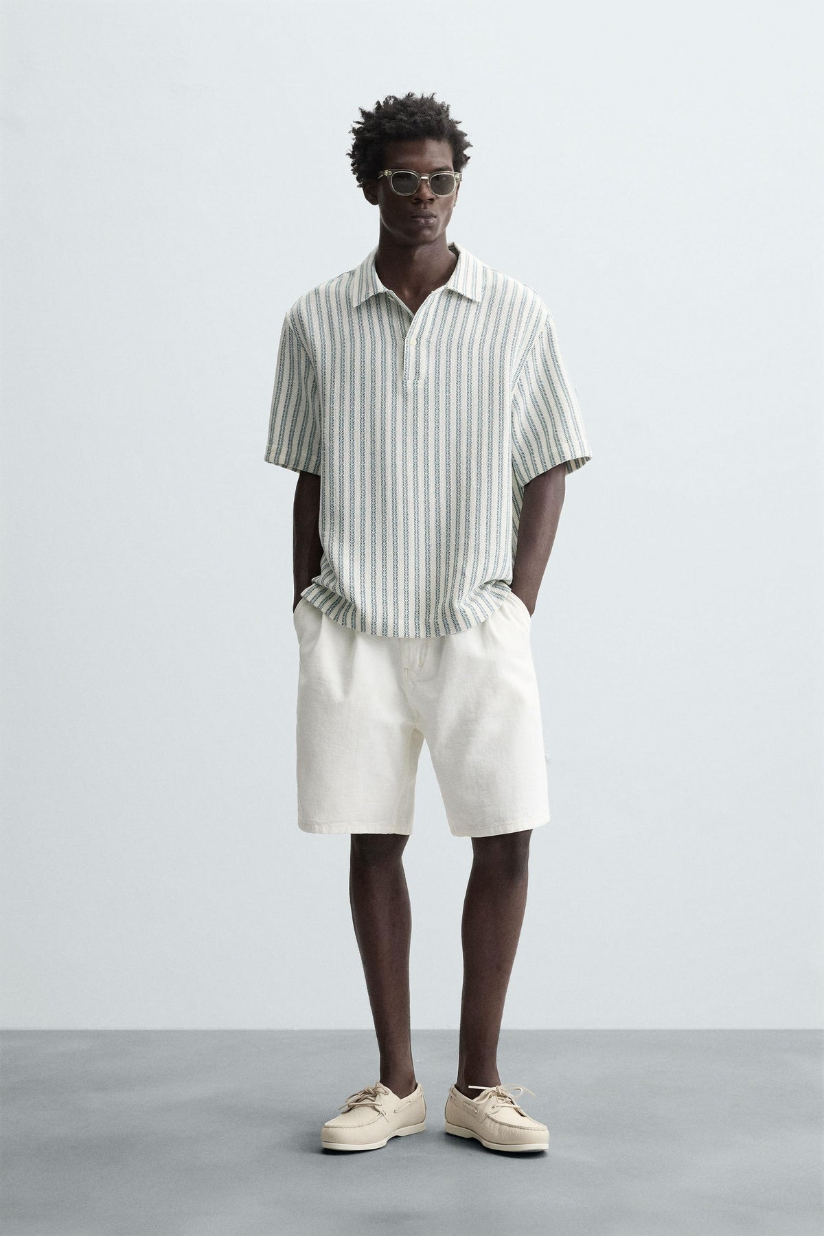 HERRINGBONE TEXTURED POLO SHIRT - Image 1