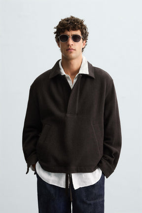 TEXTURED POLO OVERSHIRT - Image 2
