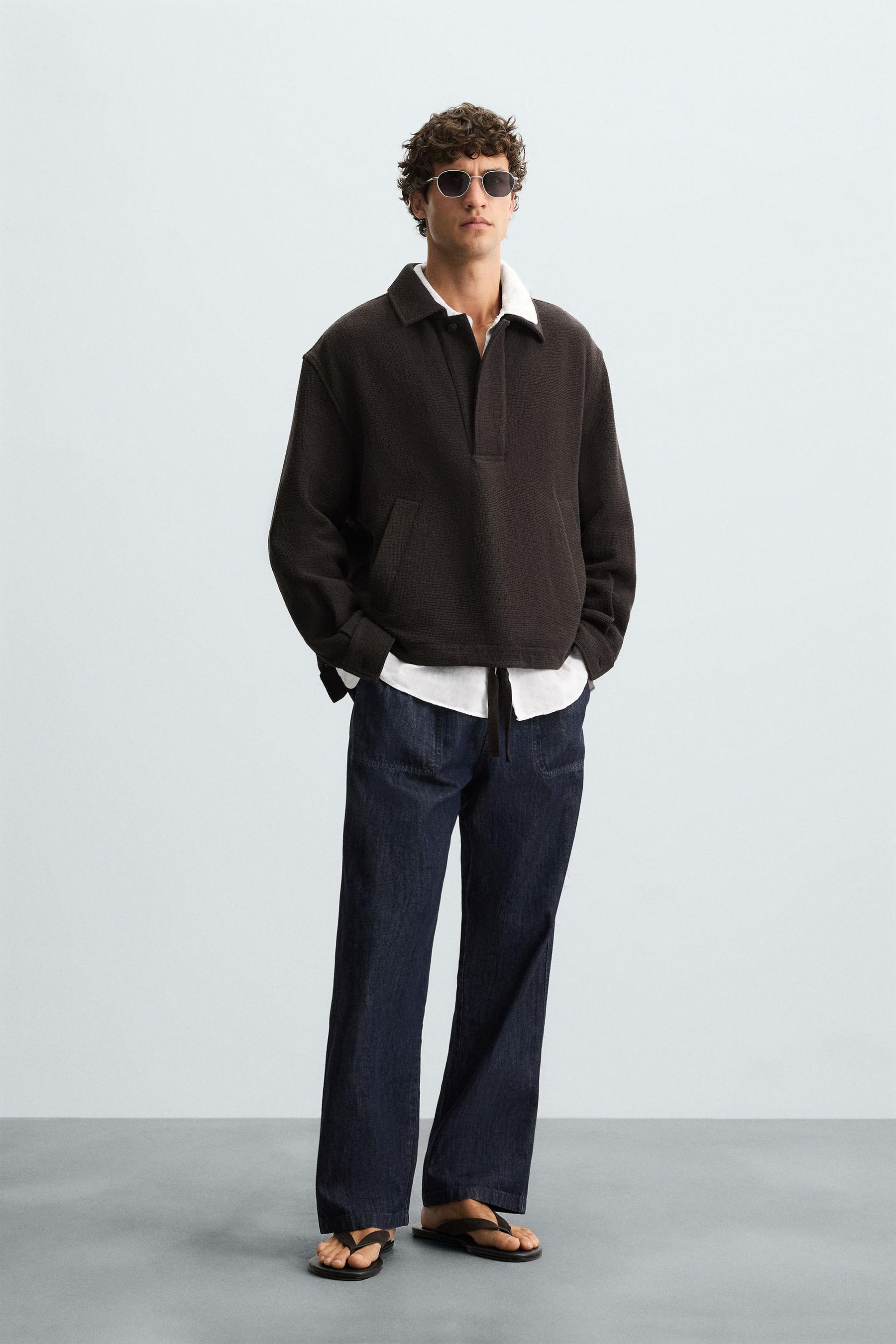 TEXTURED POLO OVERSHIRT - Image 1