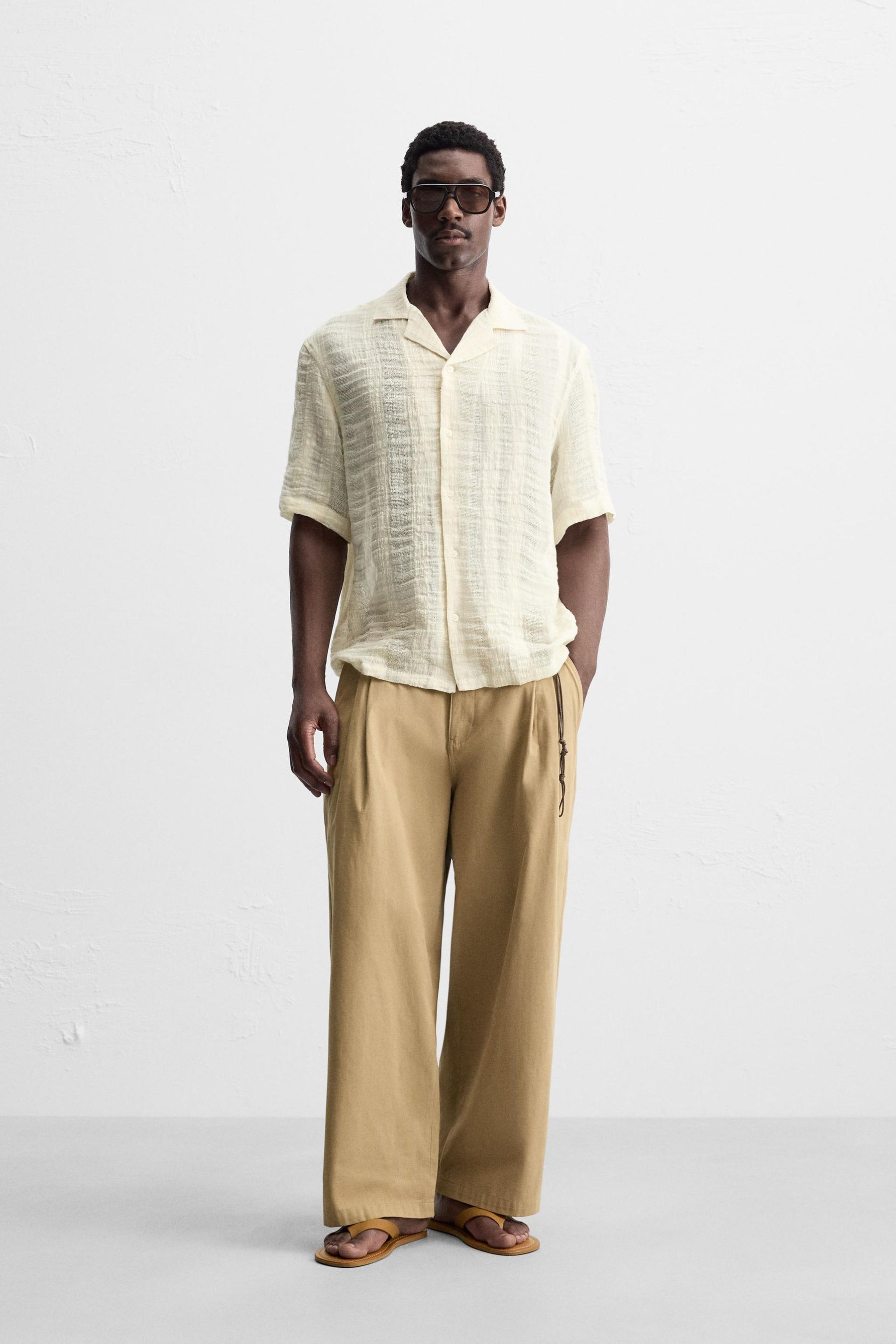 COTTON-LINEN JACQUARD SHIRT - Image 1