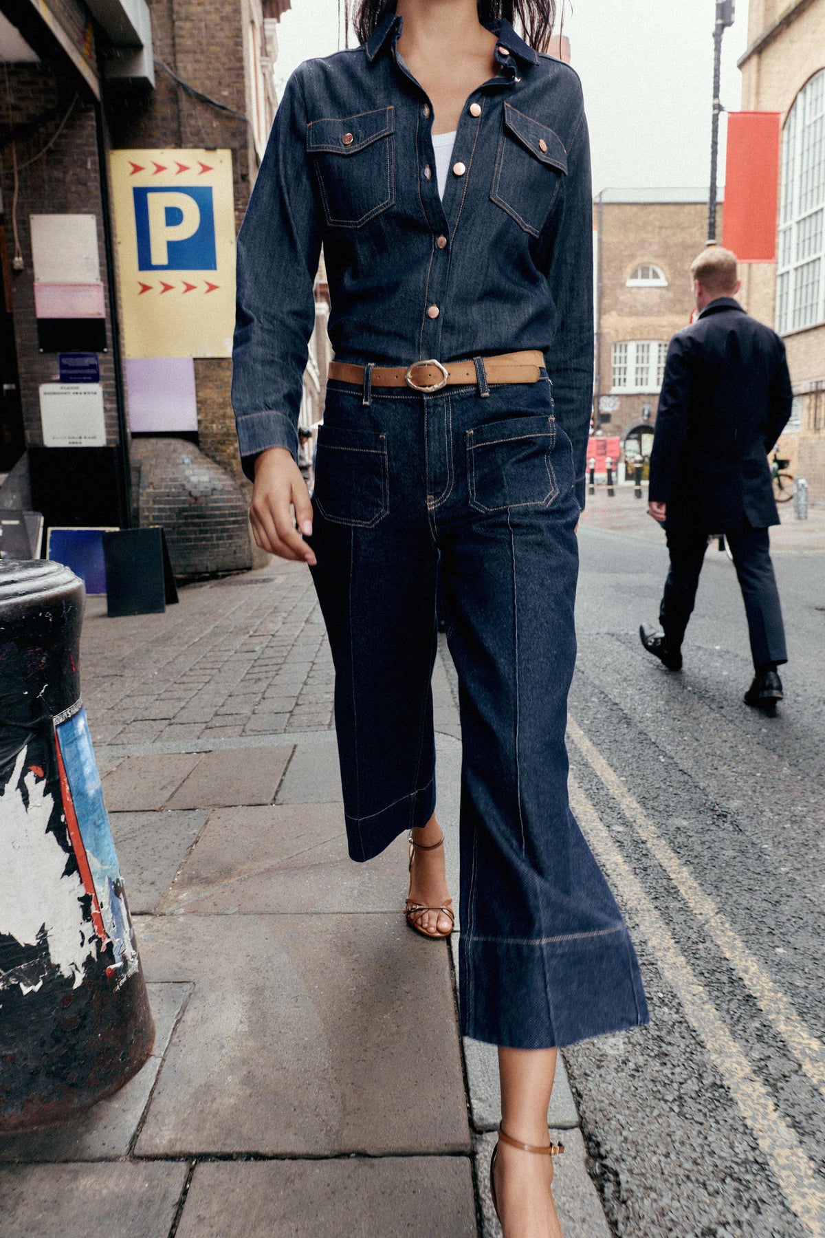 Hochgeschnittene Cropped-Jeans