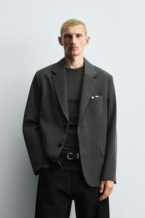 STRIPED OVERSIZED FIT BLAZER - Image 2