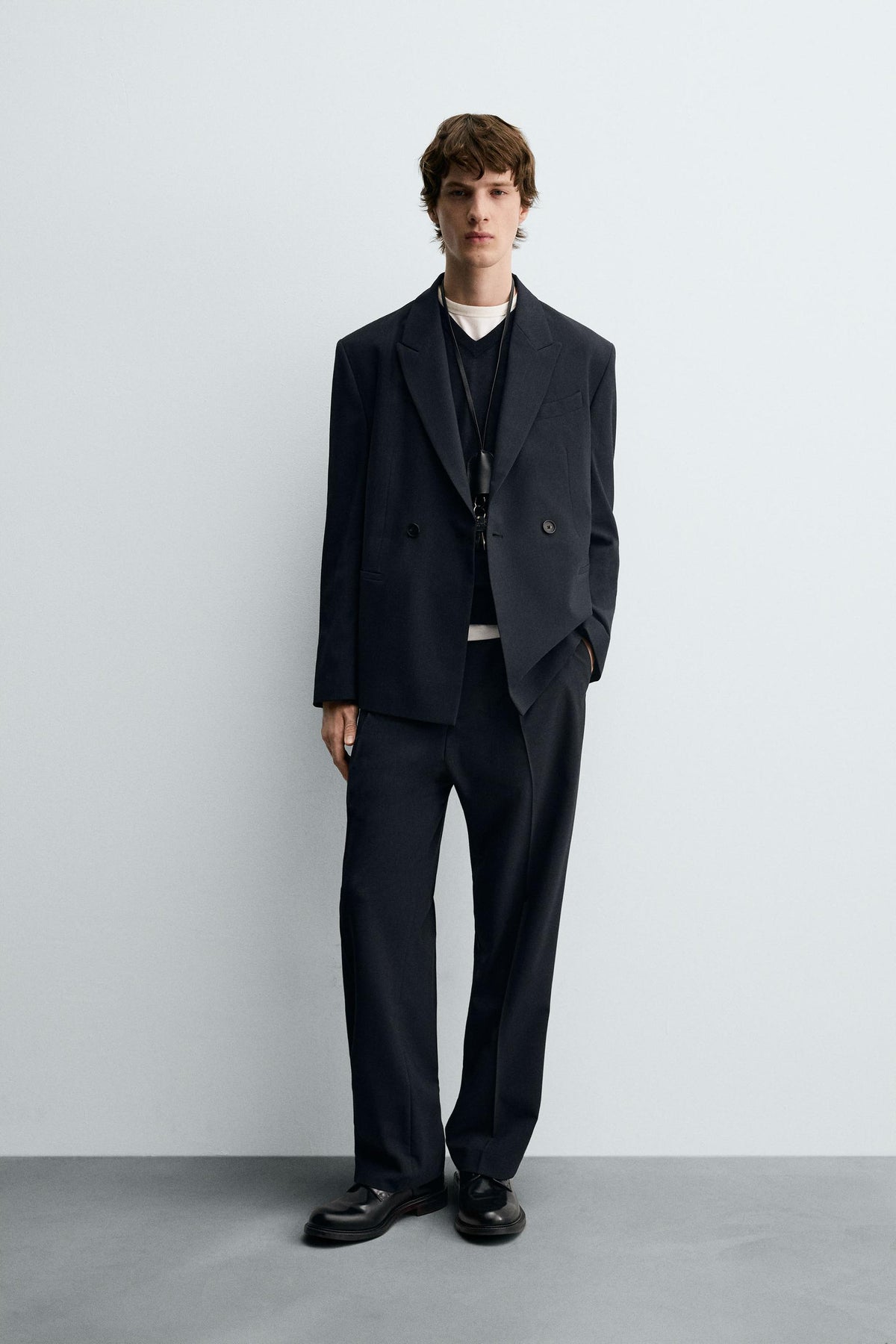 STRIPED SUIT DOUBLE-BREASTED BLAZER - Image 1