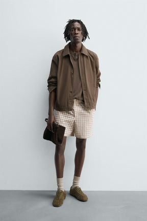 TEXTURED CHECK BERMUDA SHORTS - Image 1