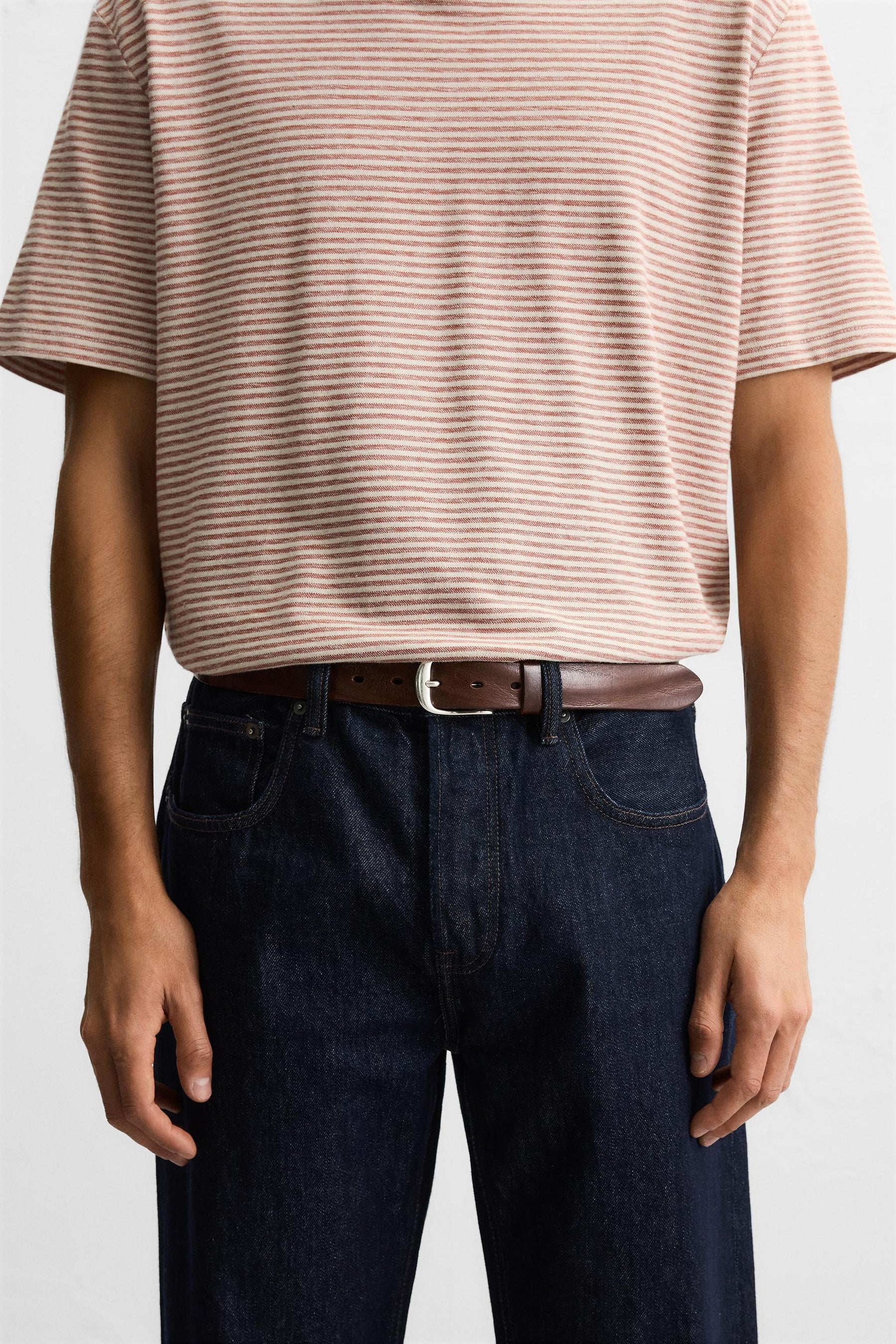 CRINKLED EFFECT LEATHER BELT - Image 1