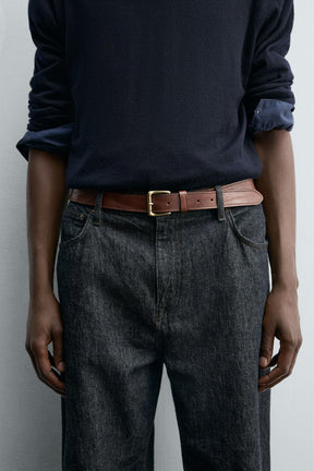 VINTAGE-EFFECT LEATHER BELT - Image 1