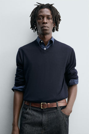 VINTAGE-EFFECT LEATHER BELT - Image 2