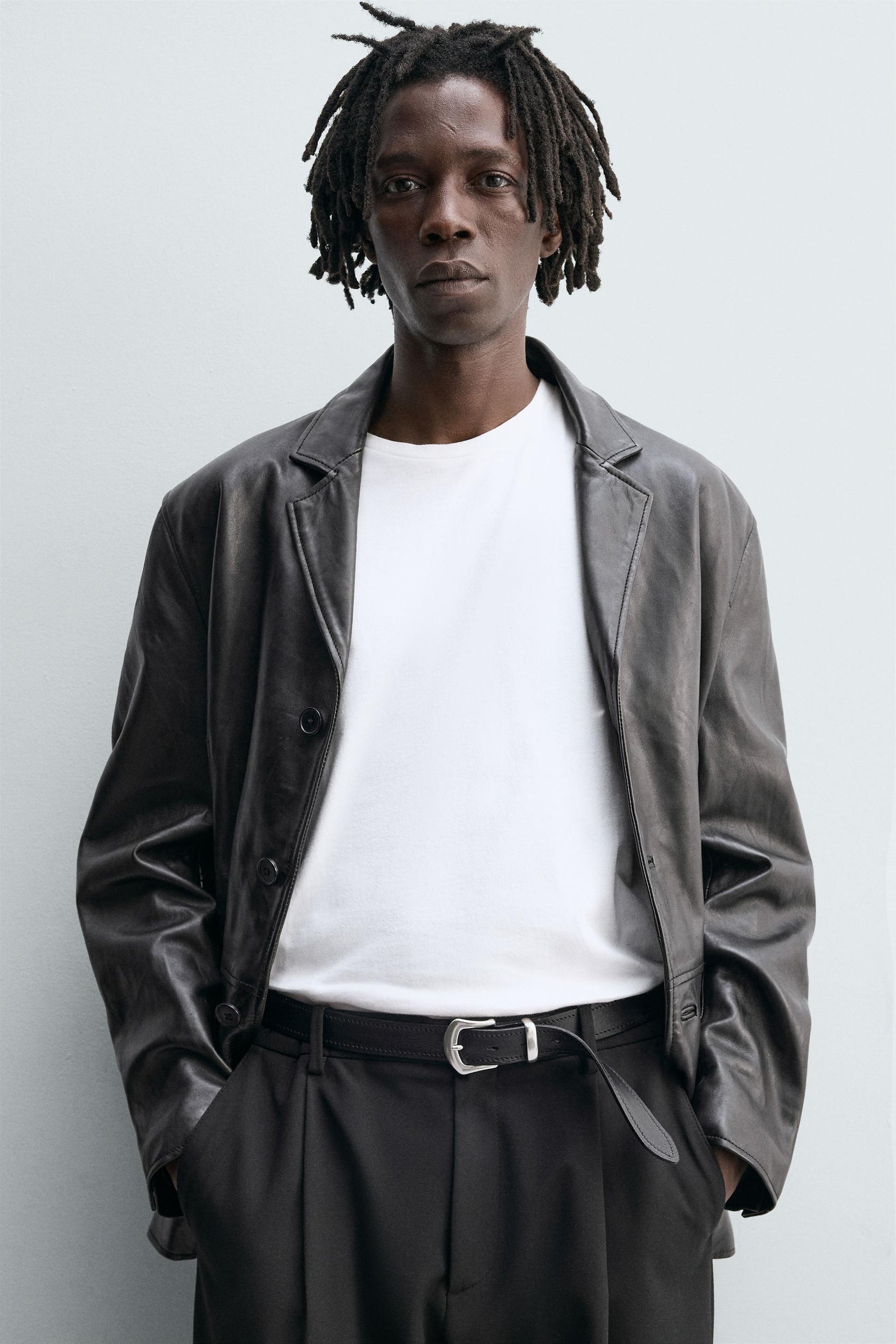 VINTAGE-EFFECT LEATHER BELT - Image 2