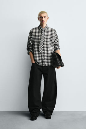 CHECK SHIRT WITH CONTRAST TIE - Image 1